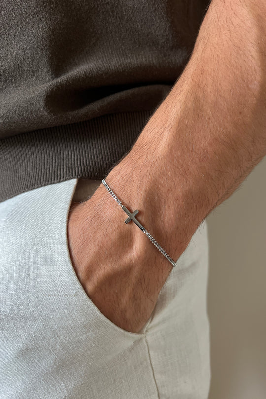 Cross Bracelet Silver 2mm